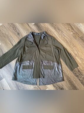 Picadilly Fashion Olive Green Jacket with Brown Trim